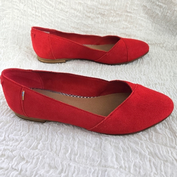 TOMS Shoes Womens W10 Jutti Neat Slip On Loafers Flats Red Suede Minimalist Shoe - Picture 8 of 12